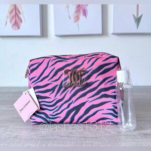 JUICY COUTURE Cosmetic Bag Makeup Train Case - Pink Zebra Print